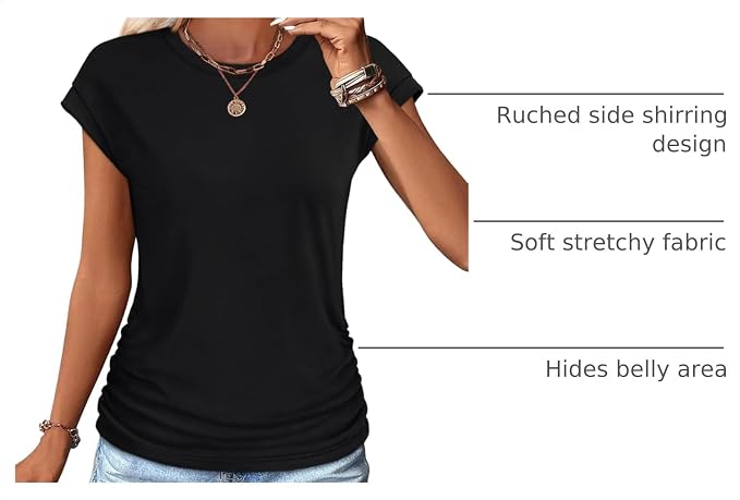 Swish Squad Women's  Ruched Cap Short Sleeve Tshirt
