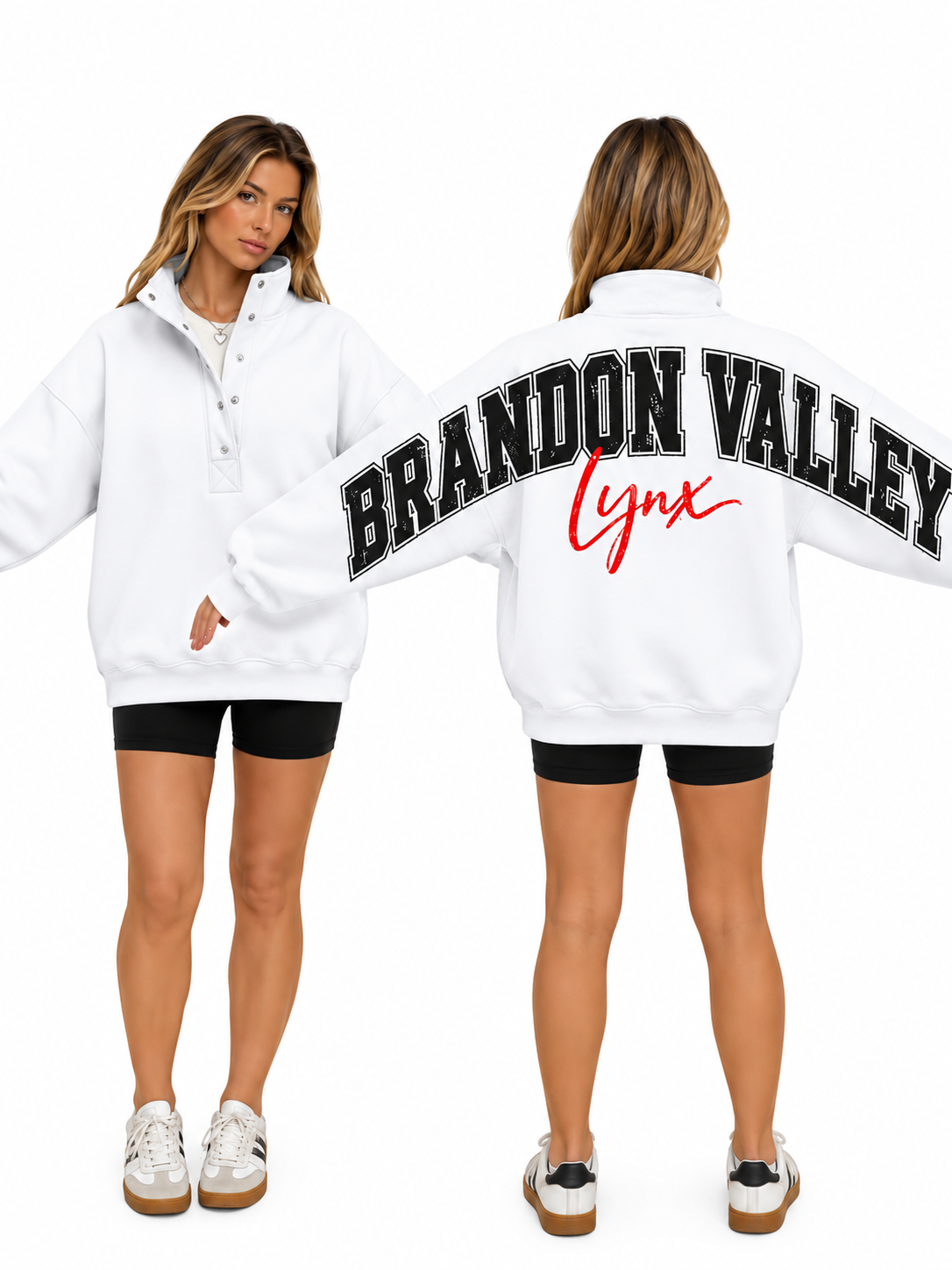 Big Back Oversized Sweatshirts with Snap Button Henley Collar