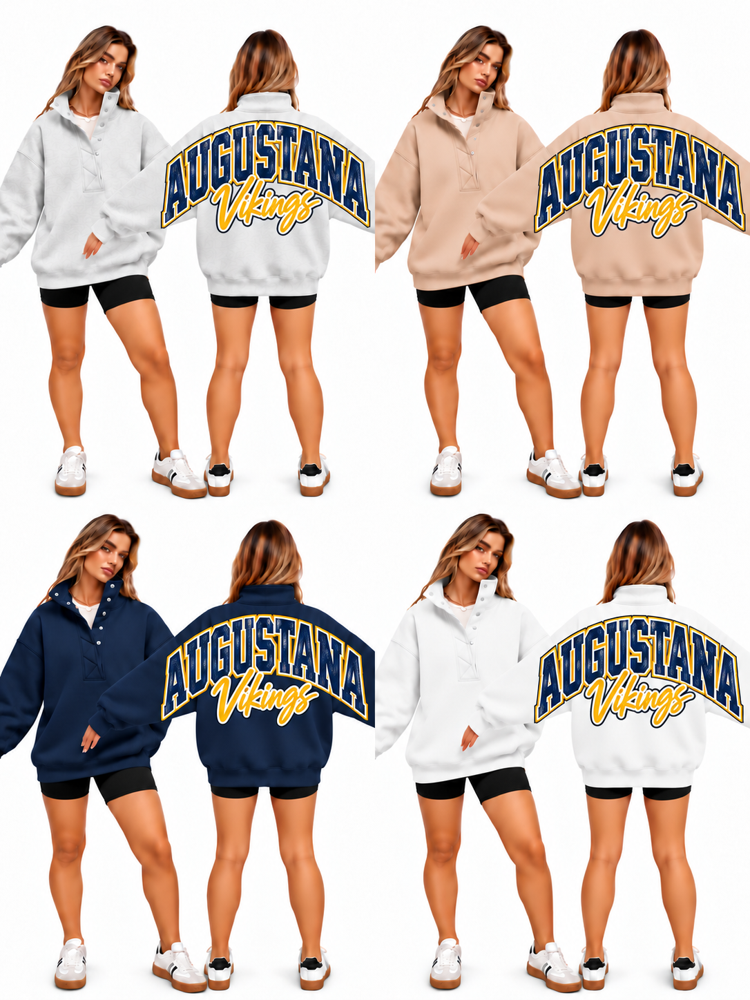 Augustana Big Back Oversized Sweatshirts with Snap Button Henley Collar