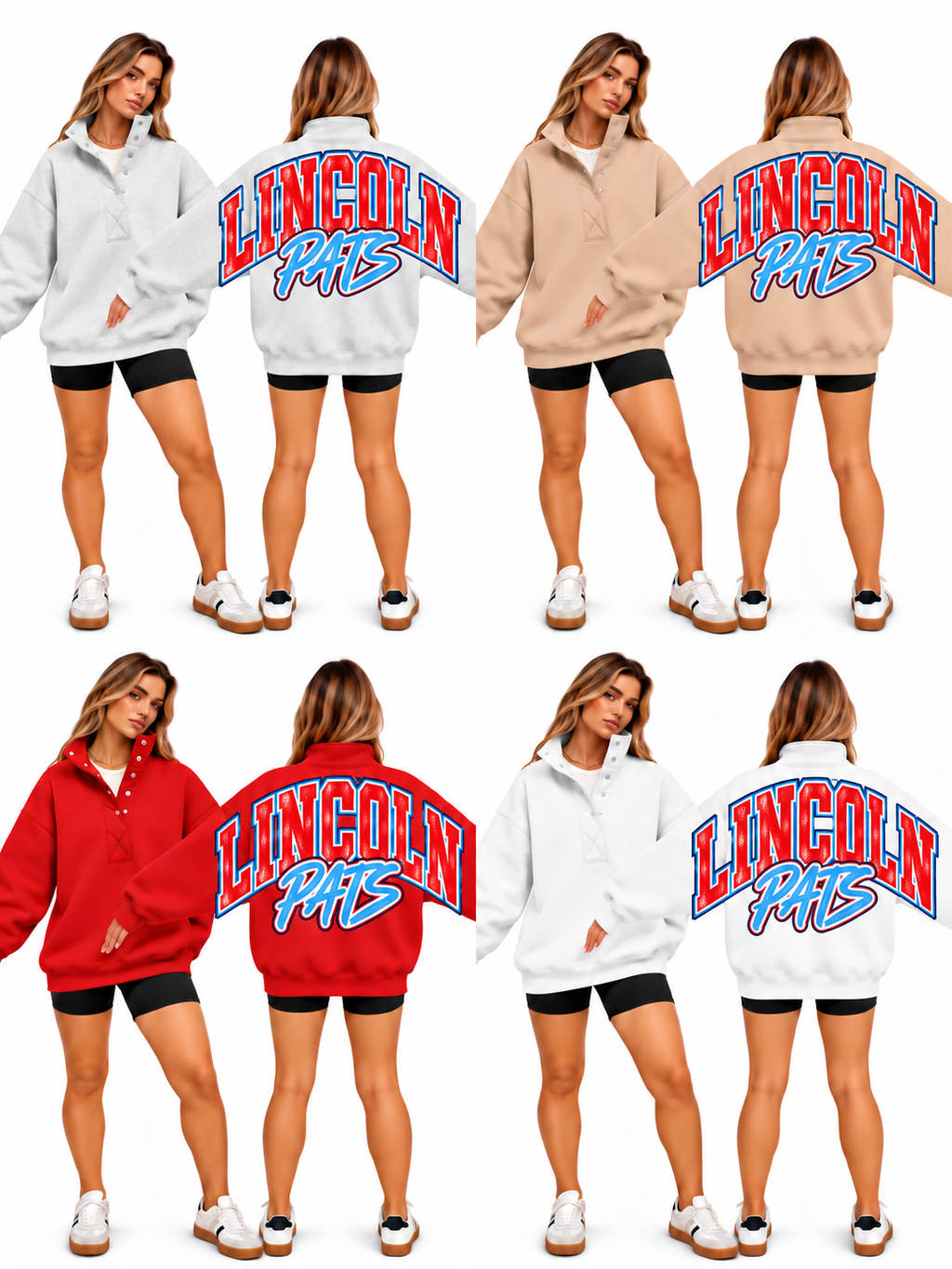 Lincoln Big Back Oversized Sweatshirts with Snap Button Henley Collar