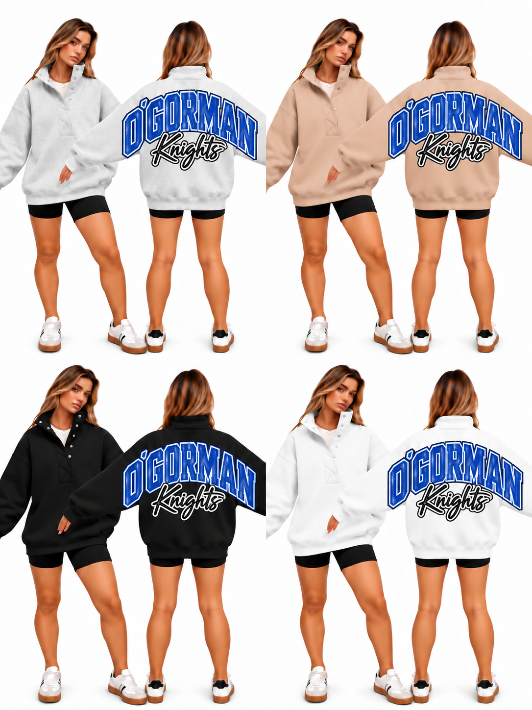 O'Gorman Big Back Oversized Sweatshirts with Snap Button Henley Collar