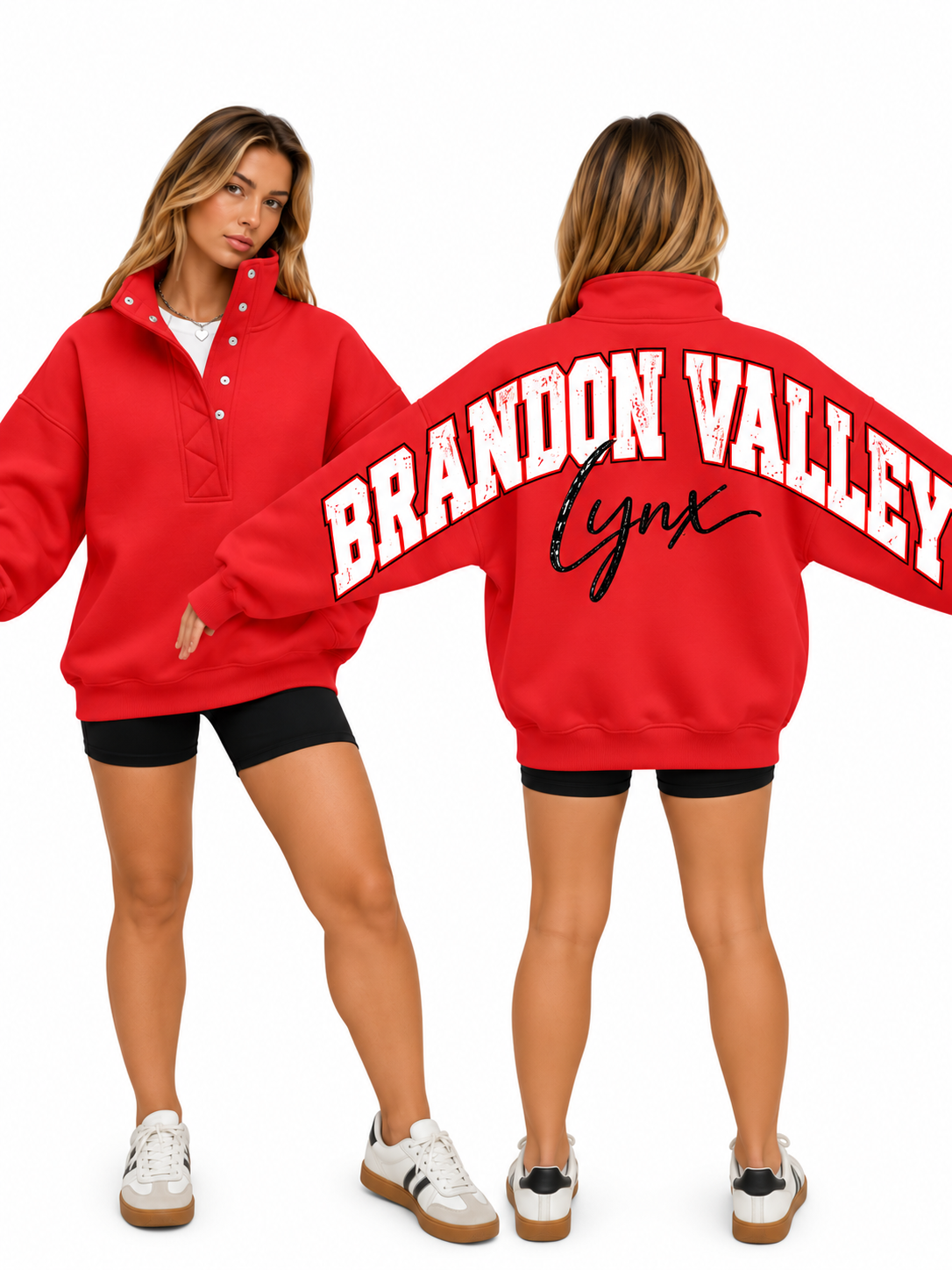 Big Back Oversized Sweatshirts with Snap Button Henley Collar