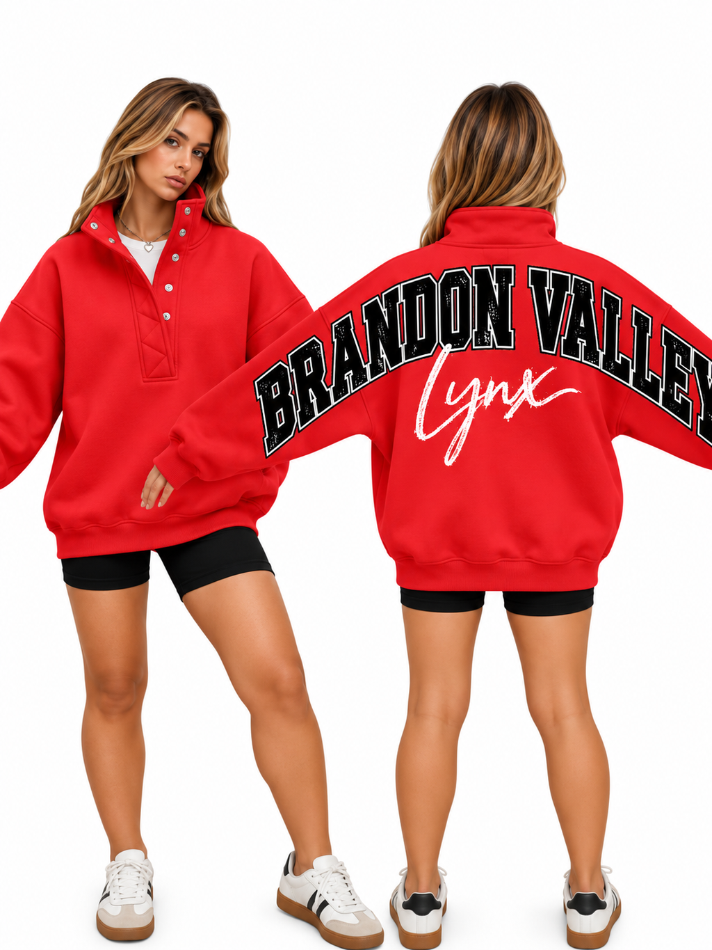 Big Back Oversized Sweatshirts with Snap Button Henley Collar