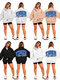 Tigers Cheer and Dance Big Back Oversized Sweatshirts with Snap Button Henley Collar