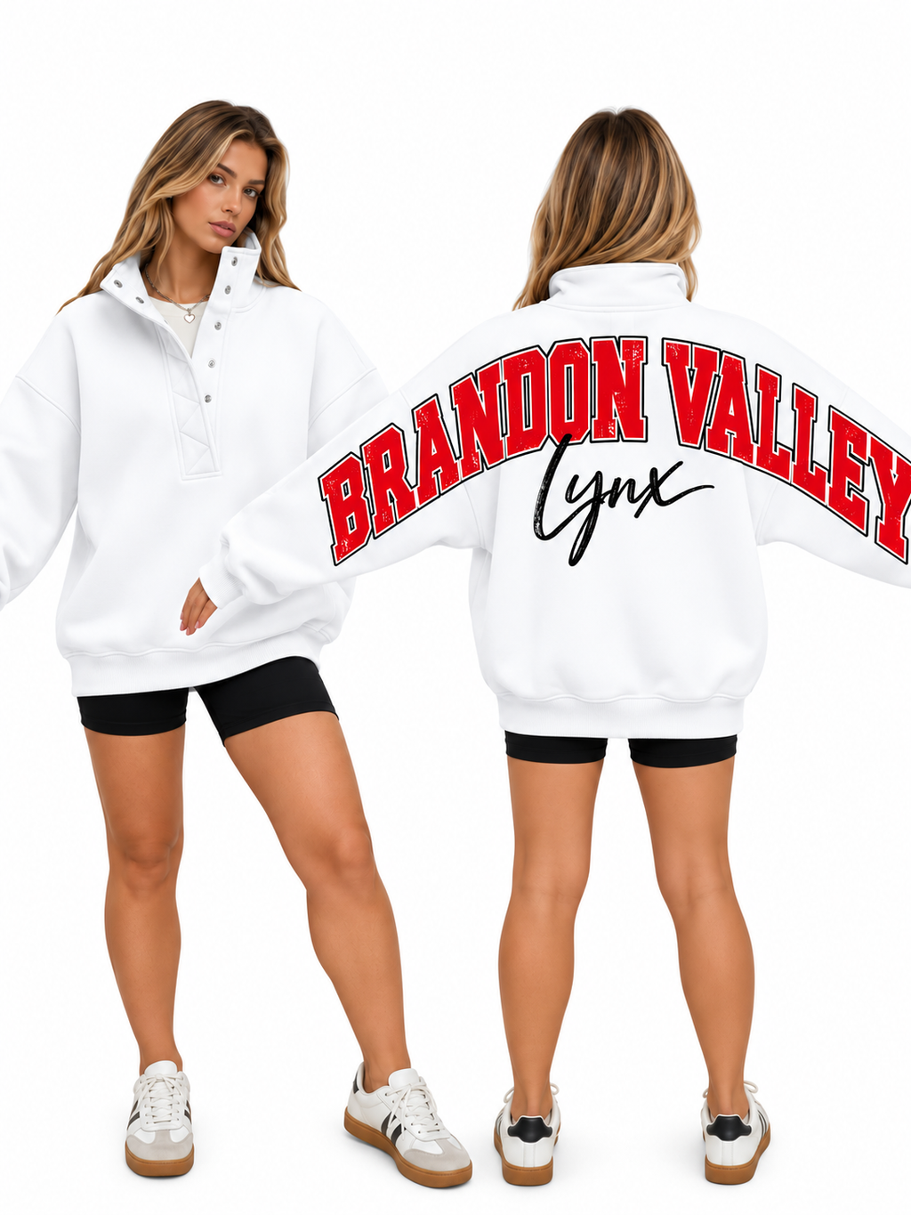 Big Back Oversized Sweatshirts with Snap Button Henley Collar